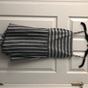 Charcoal and white striped romper